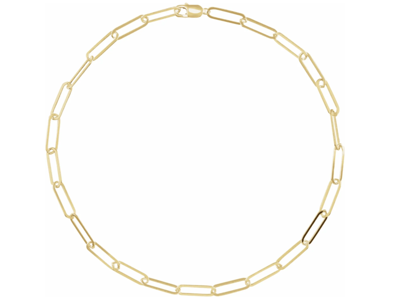 14K yellow gold paper link cable chain